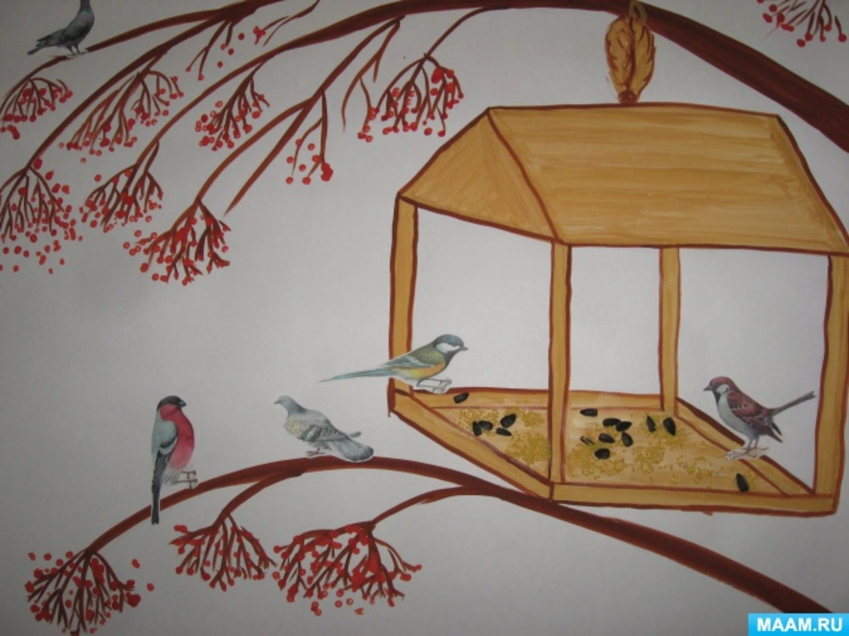 Раскраска Кормушка для птиц Часть 1