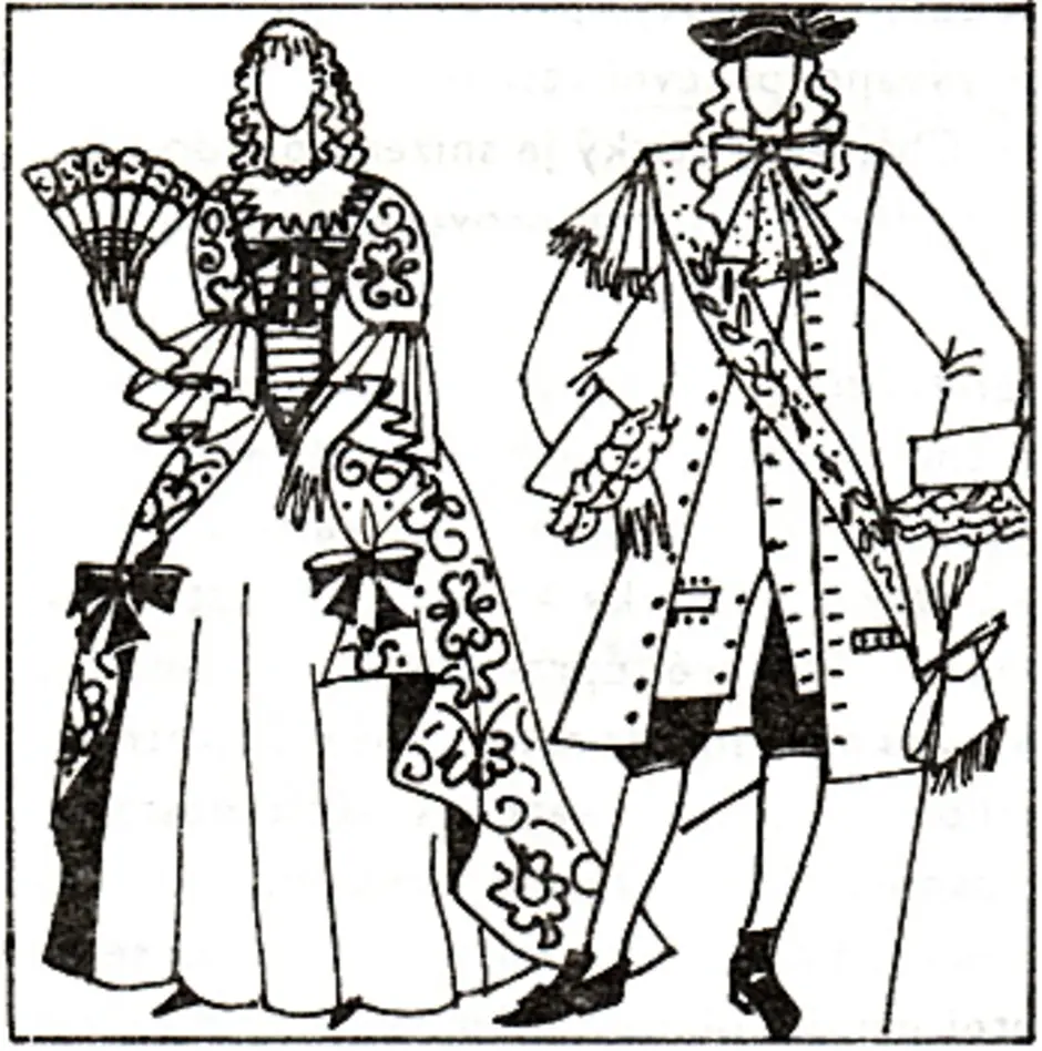 Костюм на бал рисунок. Костюм средневековья Западной Европы 17 века. Европейский костюм 17 века. Европейский мужской костюм 17 века. Костюм 18 века.