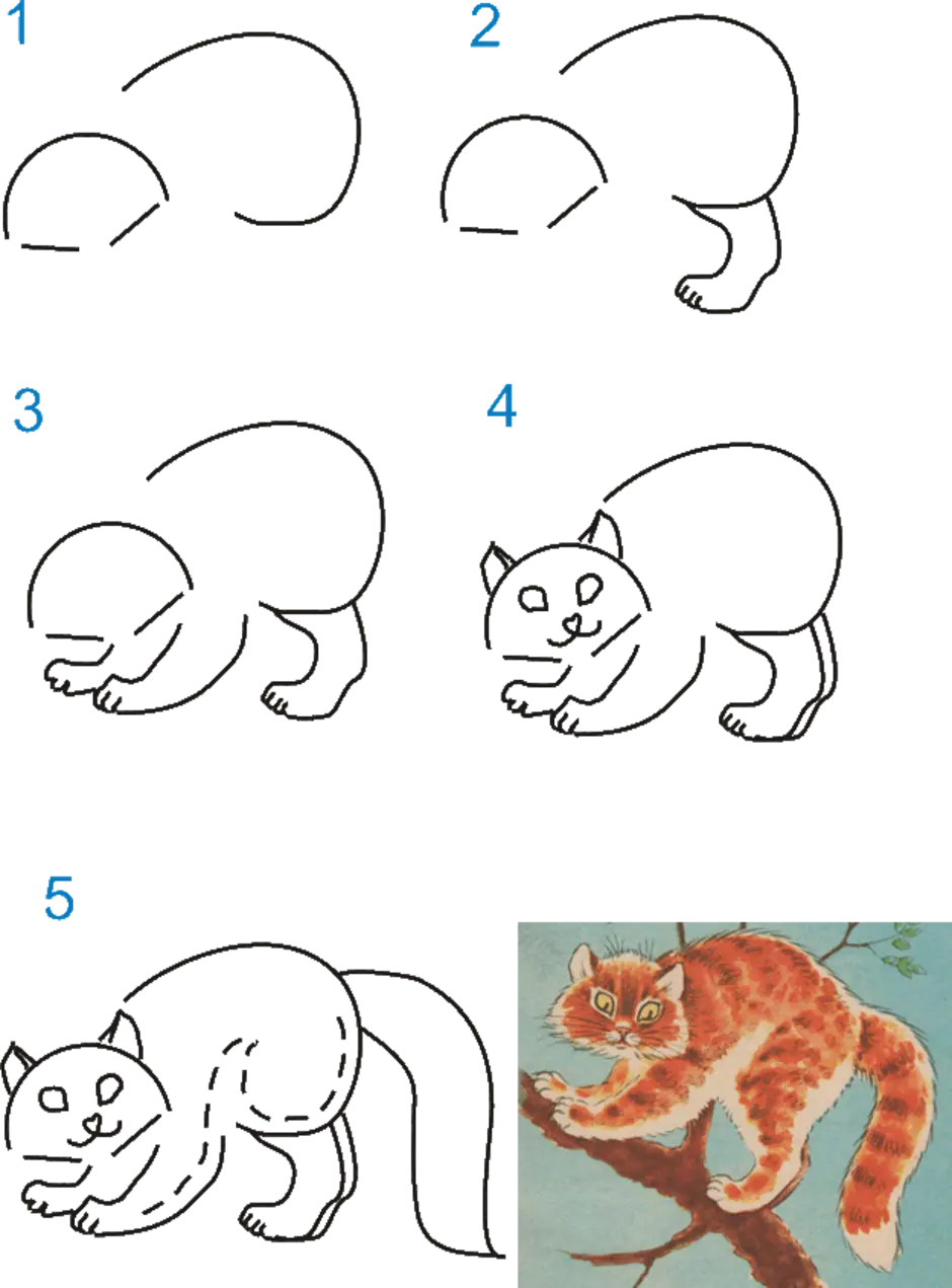 Поэтапное рисование кота 2 класс презентация