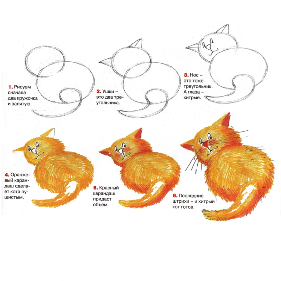 Как нарисовать поэтапно кота красками поэтапно