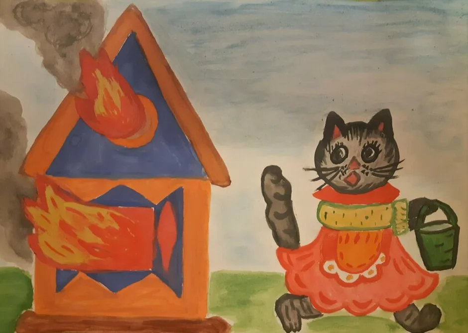 Кошкин дом домашний. Кошкин дом Маршак рисование. С. Маршак "Кошкин дом". Кошкин дом Маршак иллюстрации пожар. Кошкин дом Маршак иллюстрации.