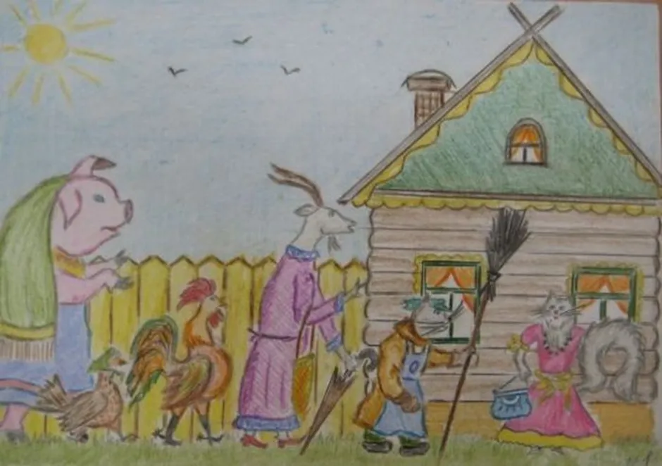 Кошкин дом 3 класс. Кошкин дом рисунок. Кошкин дом иллюстрации к сказке. Рисунок к сказке Кошкин дом. Рисунок на тему Кошкин дом.