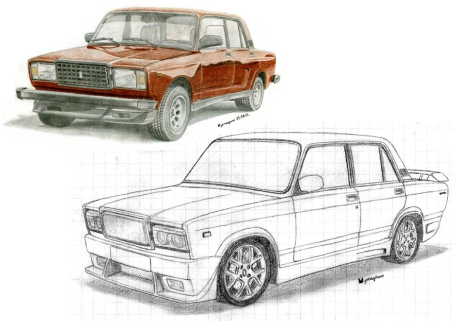 Рисунки ваз 2106 рисунки карандашом для