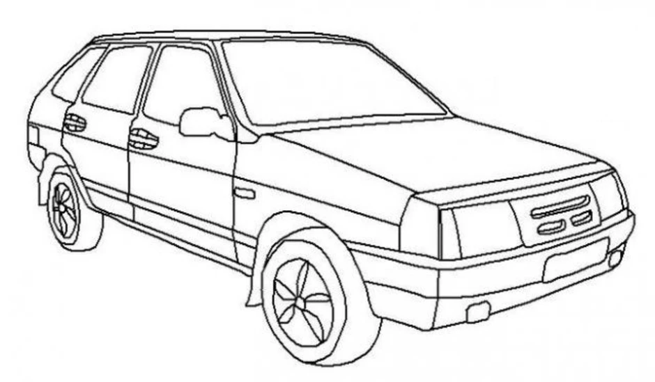 Нарисовать машину ваз 2109 по этапно легко