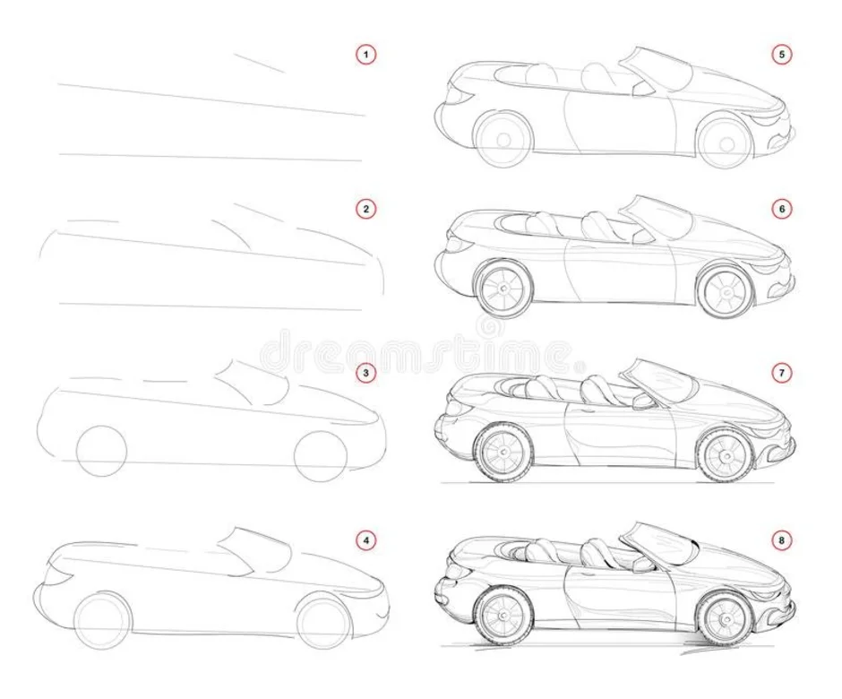 Как нарисовать Бугатти Вейрон карандашом поэтапно ✏