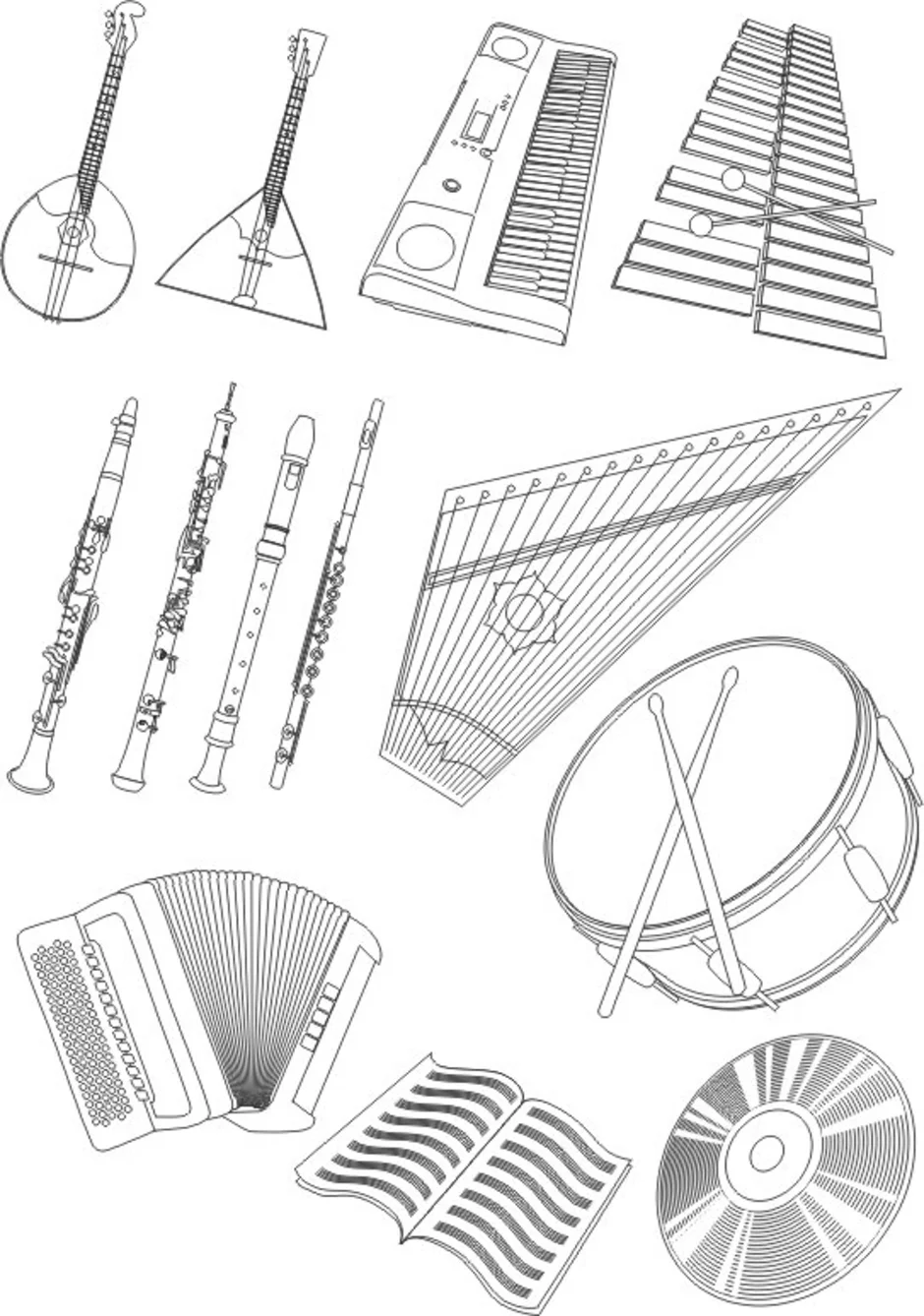 Нарисовать музыкальные инструменты 4 класс