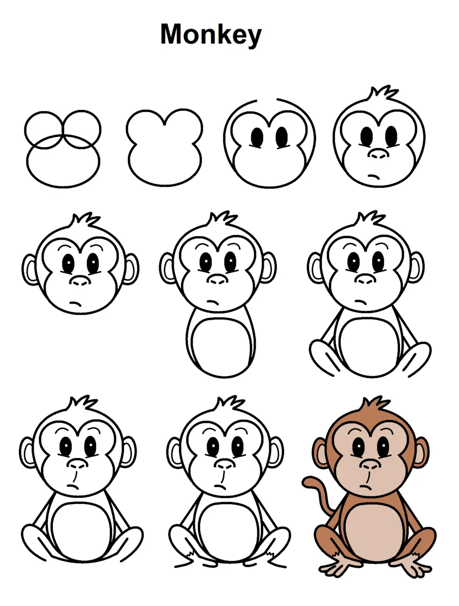 Рисунок обезьянки для детей карандашом