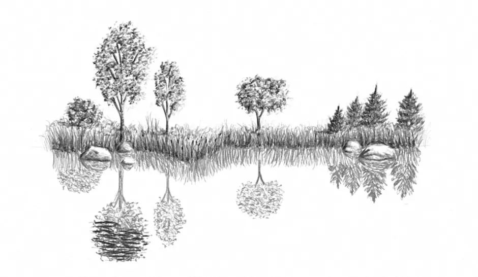 Рисунок черного озера. Графический рисунок пейзаж. Эскизы природы. Графические рисунки природы. Рисунки карандашом природа.