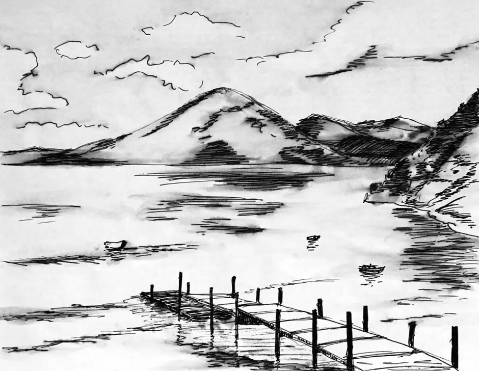 Рисунок черного озера. Озеро карандашом. Озеро Графика. Байкал карандашом. Озеро Байкал рисунок.