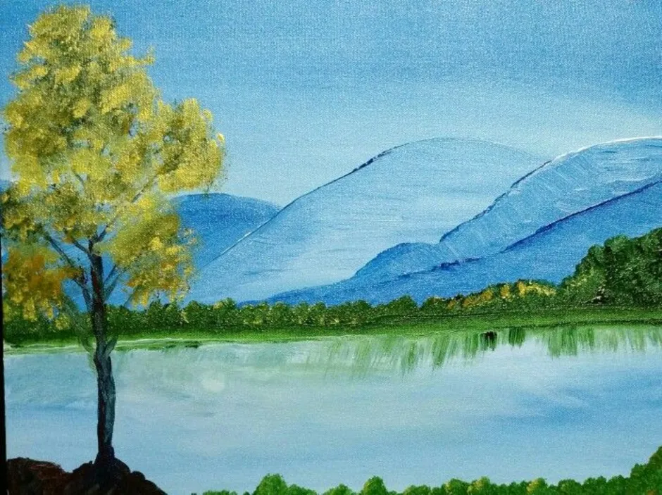 Рисунок показывающий красоту реки озера или моря. Пейзаж цветными карандашами. Пейзаж цветными карандашами для детей. Природа цветными карандашами. Легкие пейзажи.