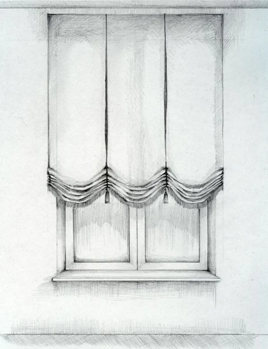 Как нарисовать римскую штору карандашом