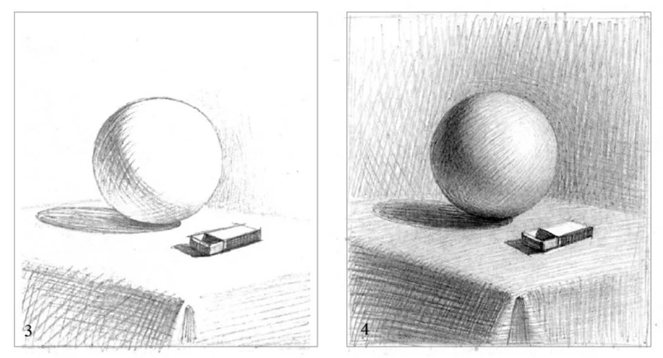 Рисунок шар на столе. Шар штриховка карандашом Академический рисунок. Рисование предметов карандашом с тенями. Свет и тень рисунок карандашом. Шар штриховка тень.