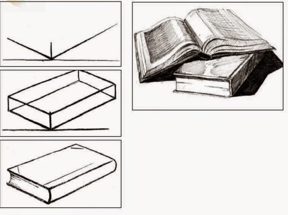 Как нарисовать книгу в открытом виде поэтапно легко карандашом