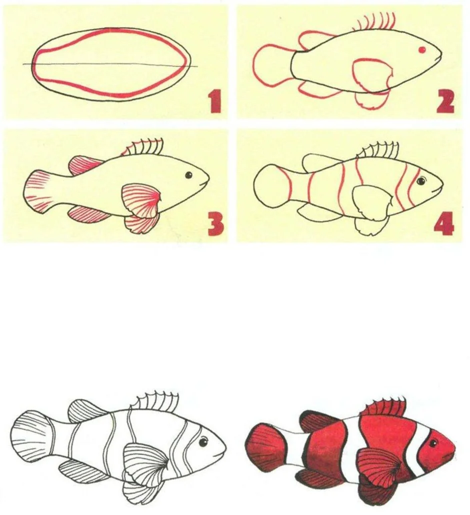 Как рисовать рыбку для детей