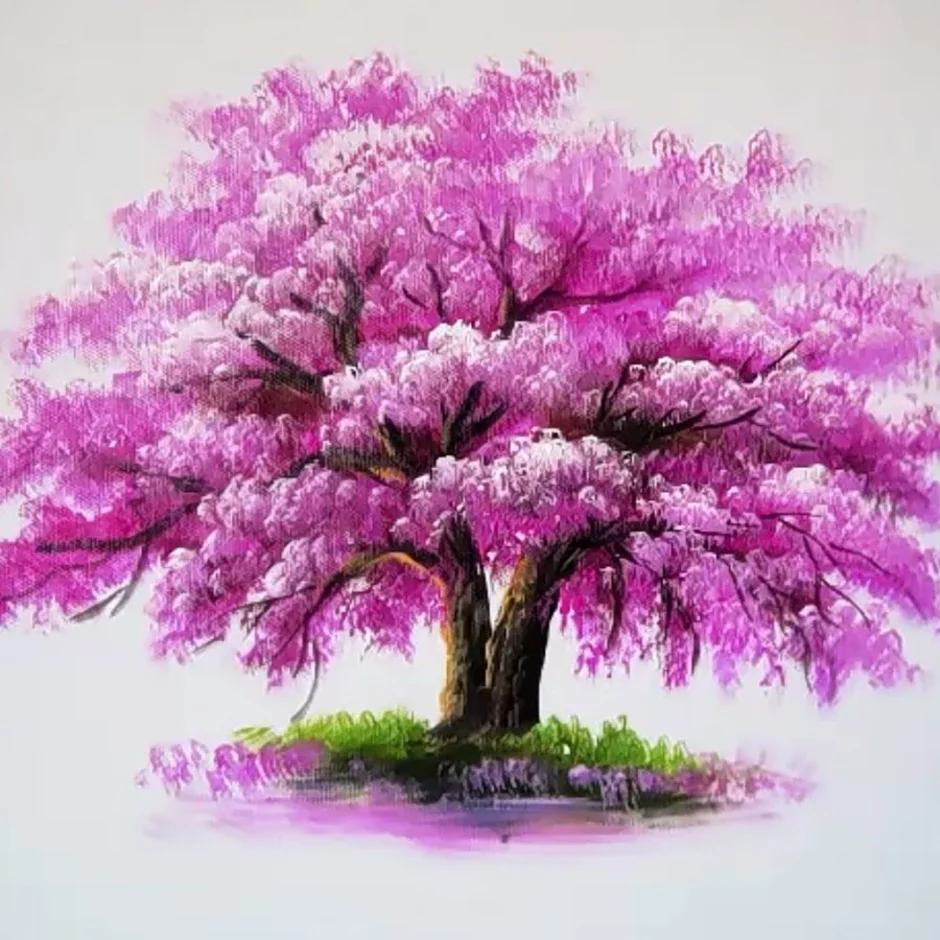 Как нарисовать дерево сакуры. Сакура гуашью. Сакура рисунок. Краска для дерева. Дерево Сакуры красками.