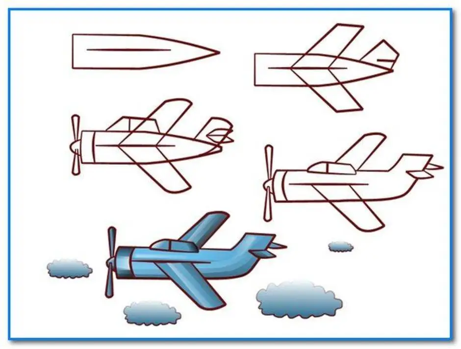 Самолет рисовать для детей поэтапно