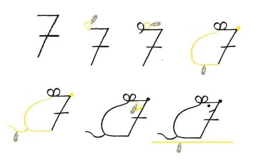 Как нарисовать собачку из цифр