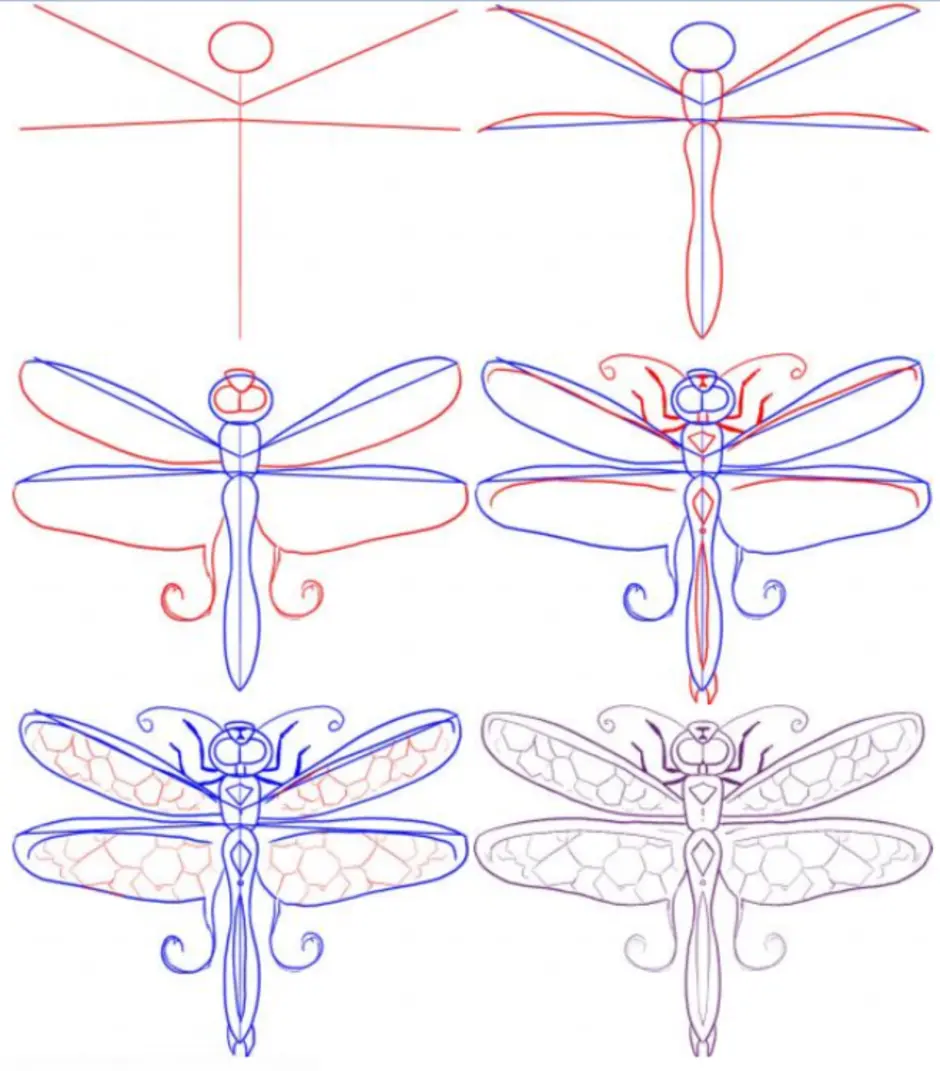 Как нарисовать стрекозу для детей