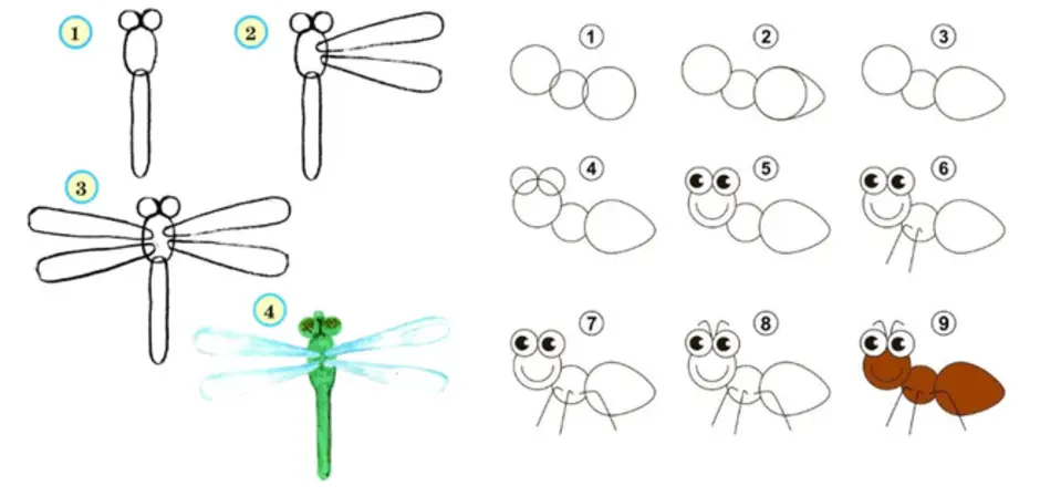 Как нарисовать стрекозу ребенку