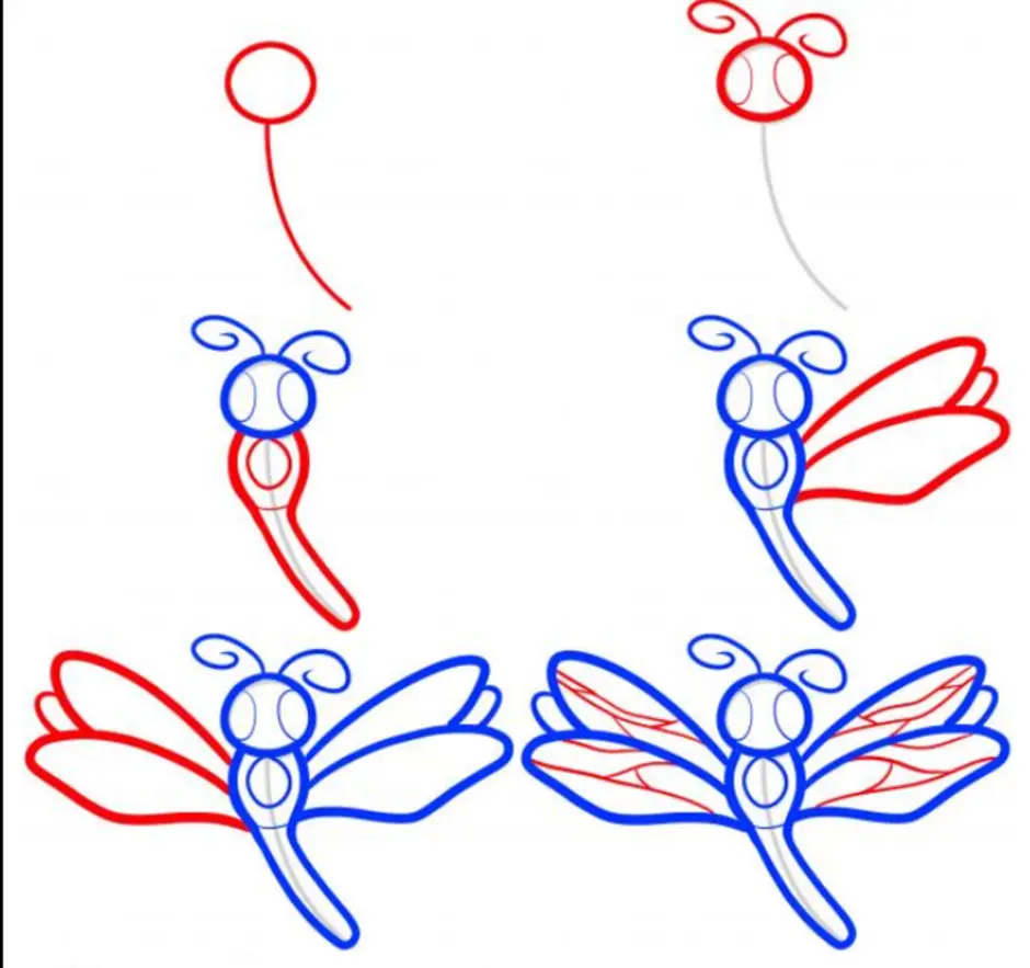 Как нарисовать стрекозу для детей