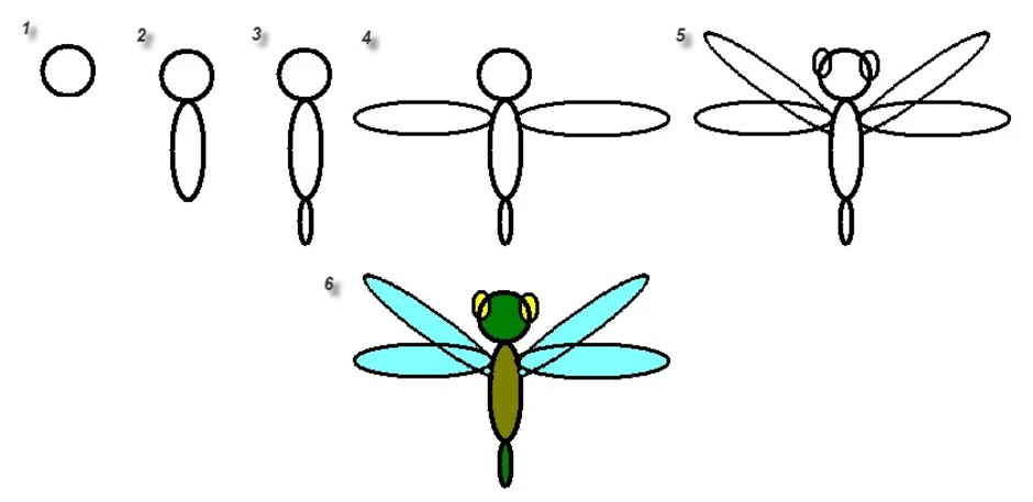 Как рисовать стрекозу поэтапно