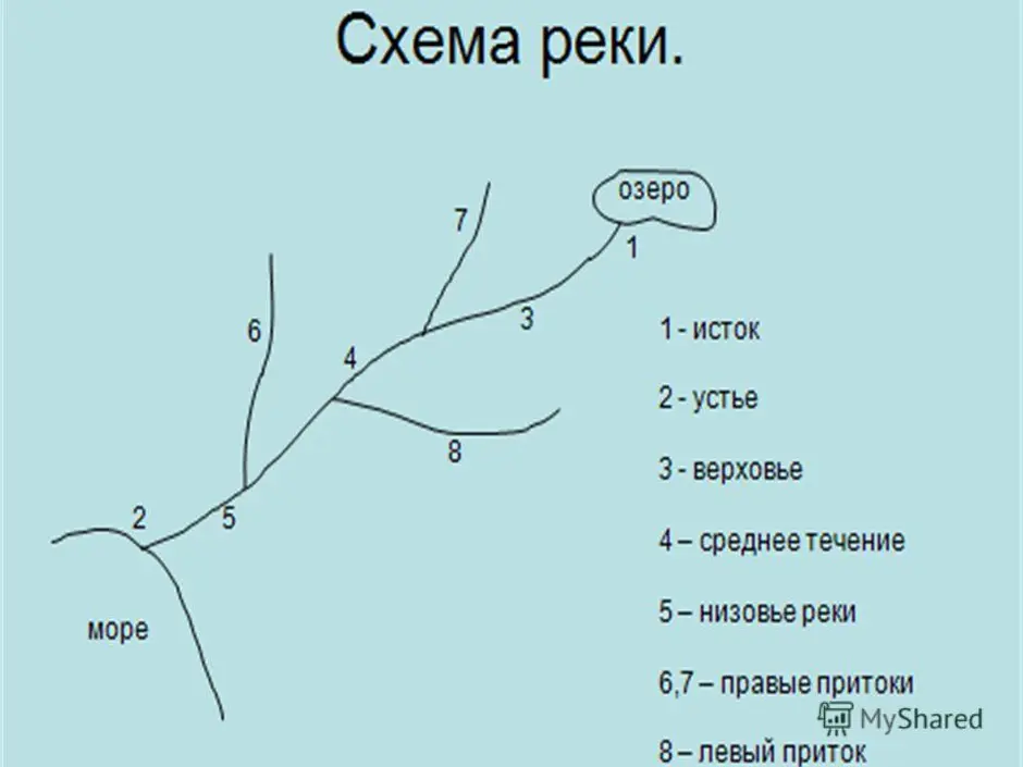 Притоки куры сканворд. Схема реки Исток приток Устье. Верховье и низовье реки. Схема Речной системы. Части реки схема.