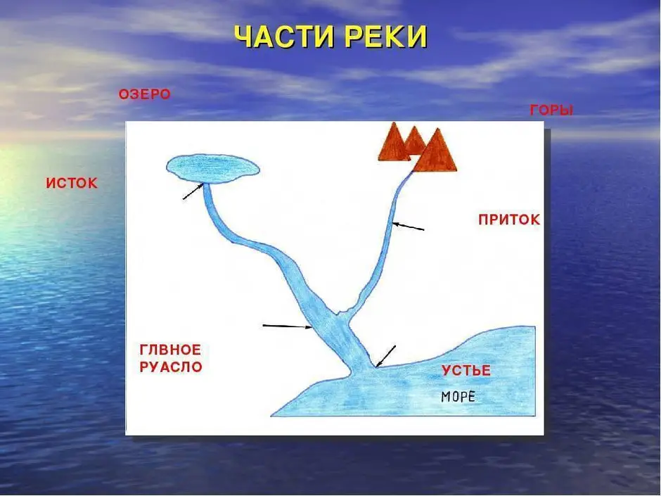 Рисунок река впадает в озеро