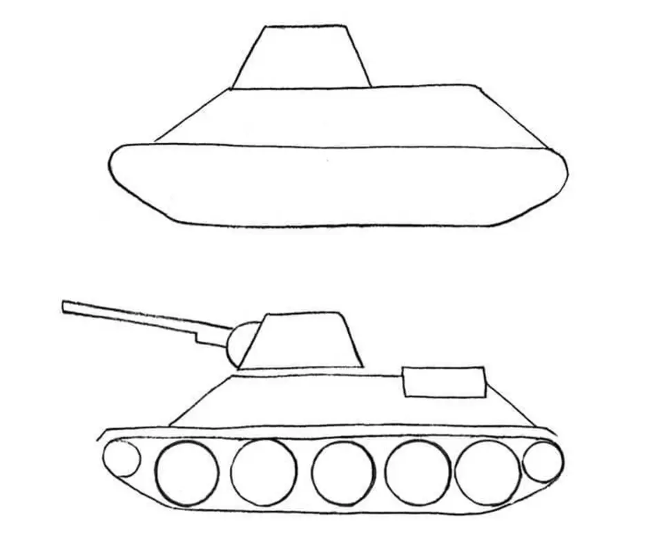 Легкая картинка танка. Нарисовать танк т-34 поэтапно. Детский танк де рисунок сбоку. Рисование танка для детей. Рисунки танков для детей.