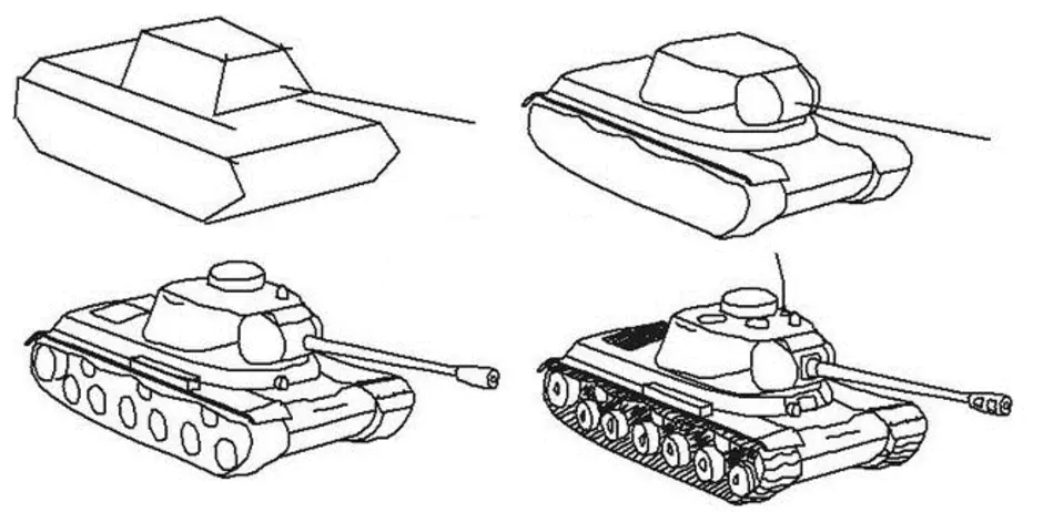 Рисунок танка поэтапно для начинающих