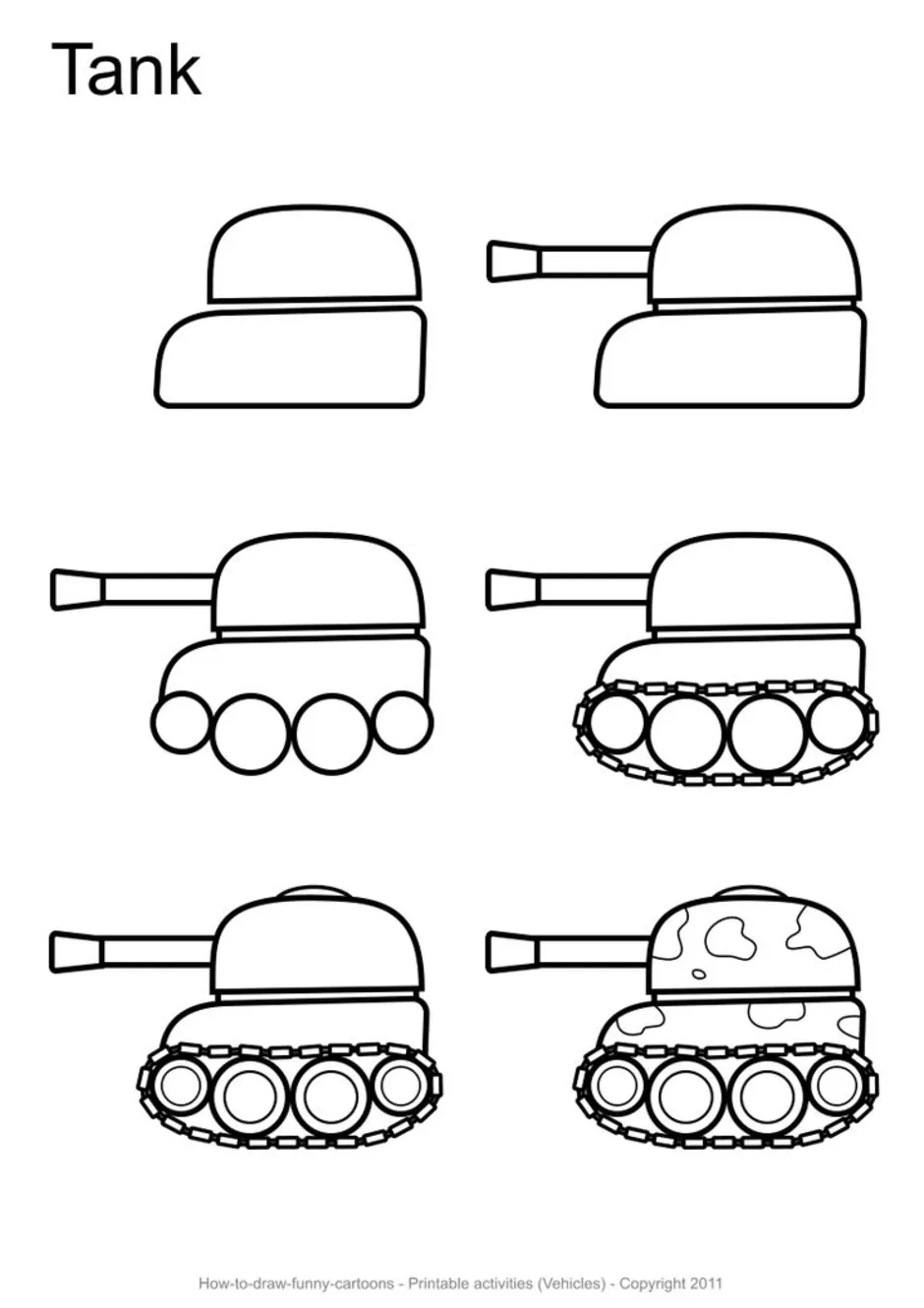 Как нарисовать танк легко