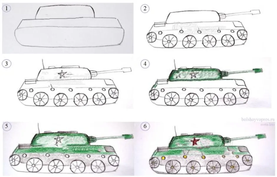 Нарисовать т 34 поэтапно