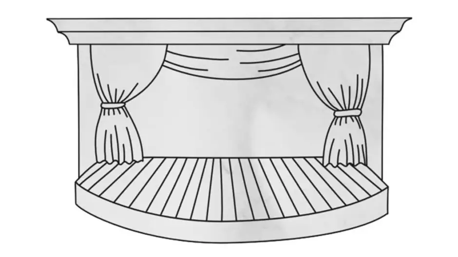 Как нарисовать сцену театра карандашом