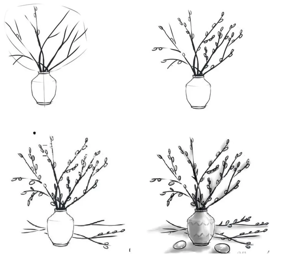 Как нарисовать весеннюю веточку