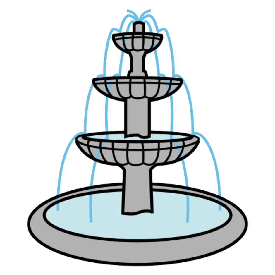 Фонтан рисунок. Фонтан мультяшный. Фонтан для рисования. Фонтан карандашом. Эскиз фонтана.