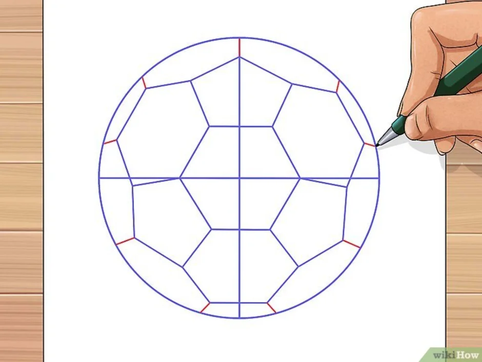 Нарисовать футбольный мяч карандашом поэтапно