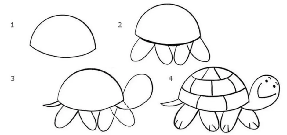 Как нарисовать черепаху ребенку 5