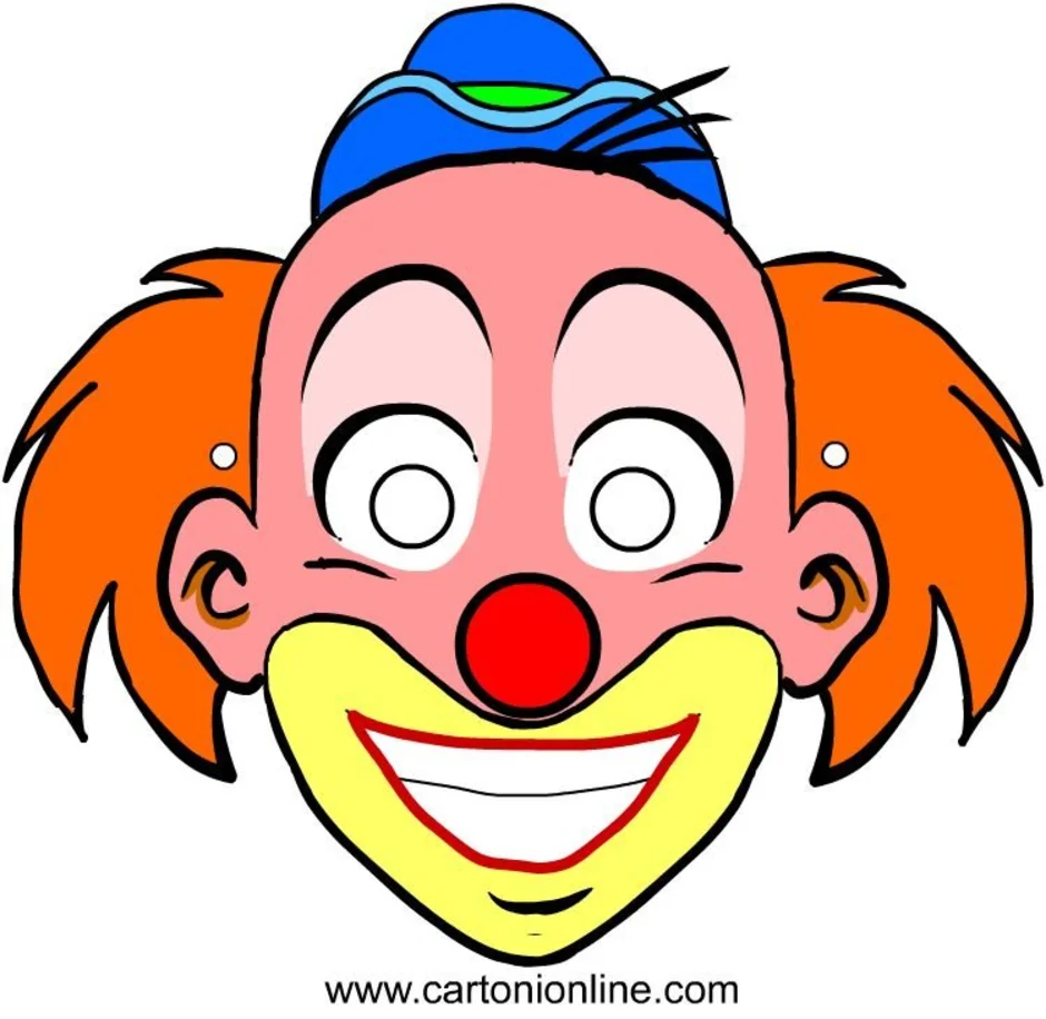 Маски на день смеха в детском. Маска веселого клоуна. Детская маска клоуна. Лицо клоуна.