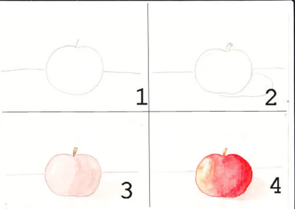 Как рисовать яблоко красками