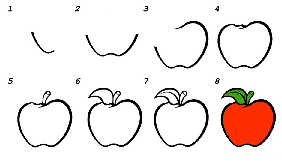 Как нарисовать яблоко легко