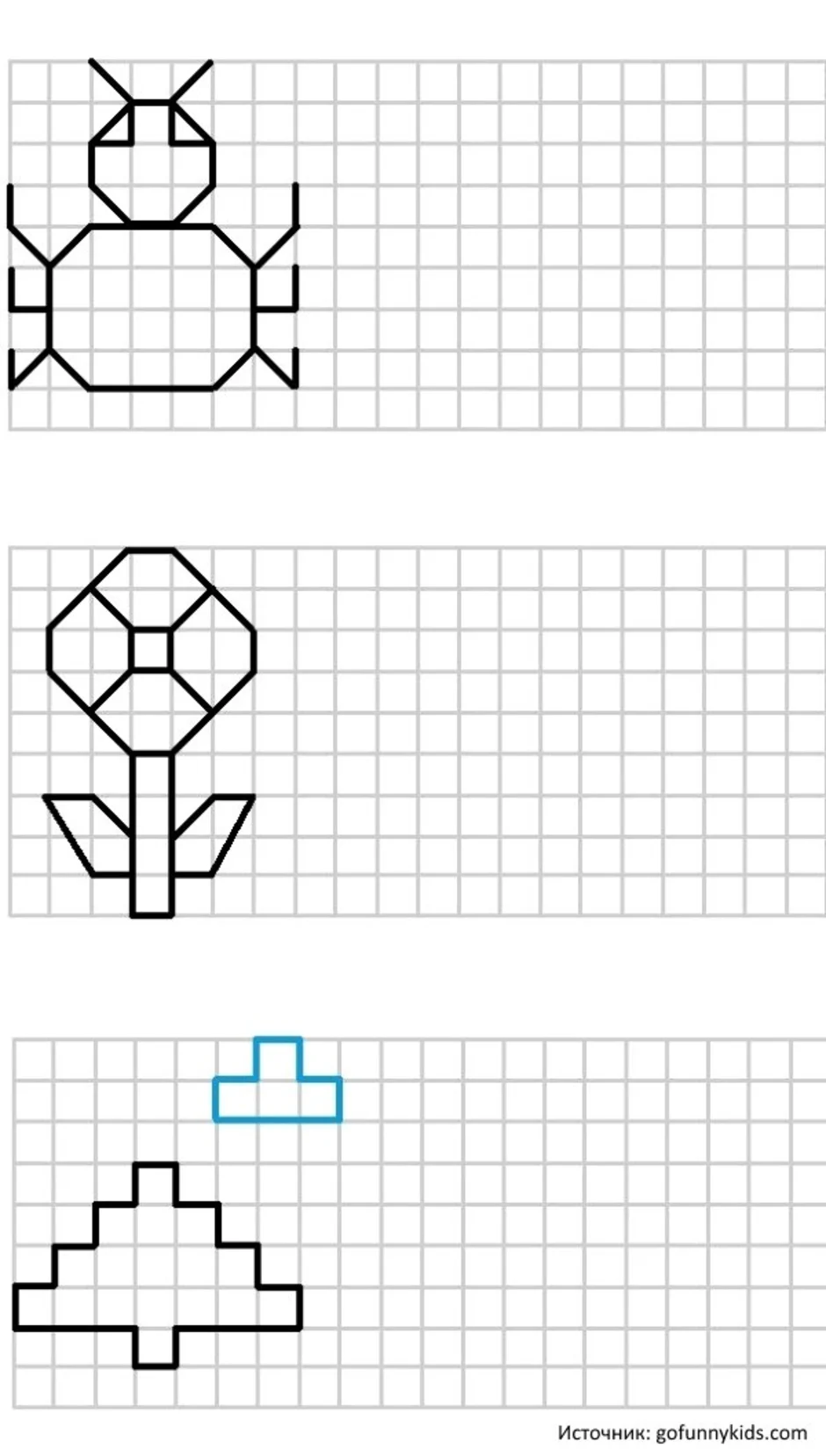 Рисование по клеточкам для детей 5 6 лет картинки схемы для начинающих