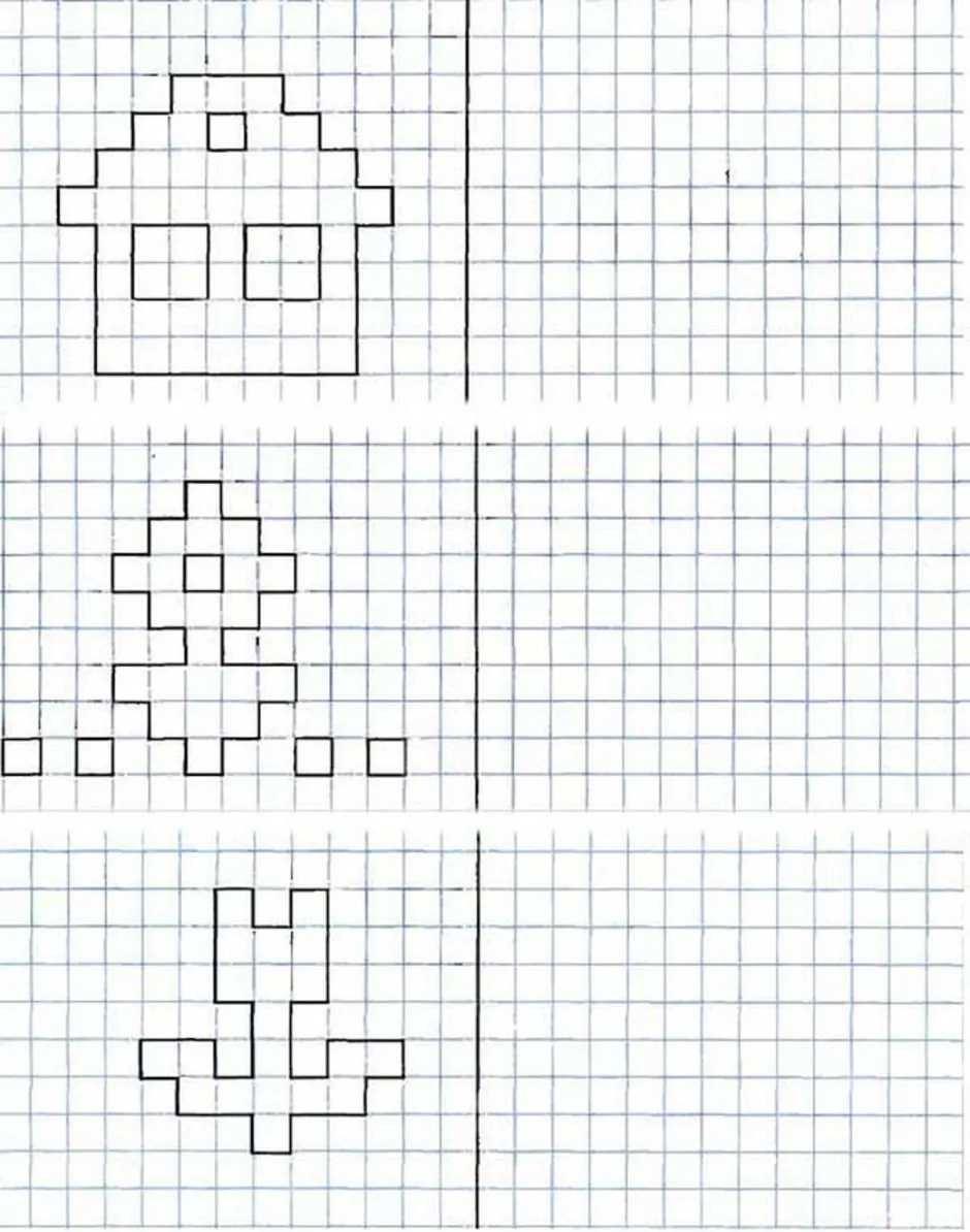 Рисование по клеточкам для детей 5 6 лет картинки схемы для начинающих