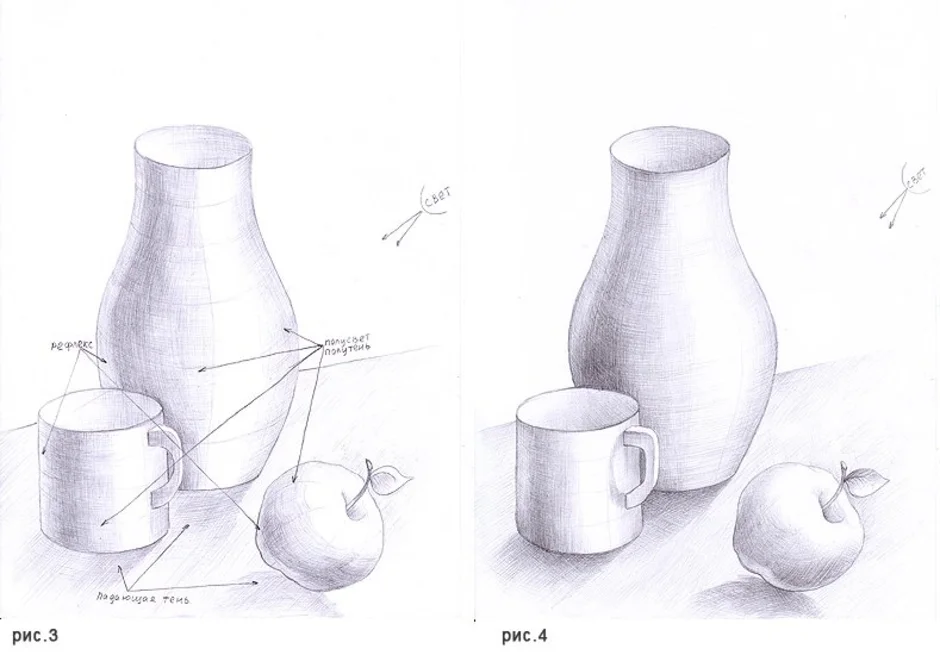Как нарисовать натюрморт карандашом для начинающих поэтапно карандашом для