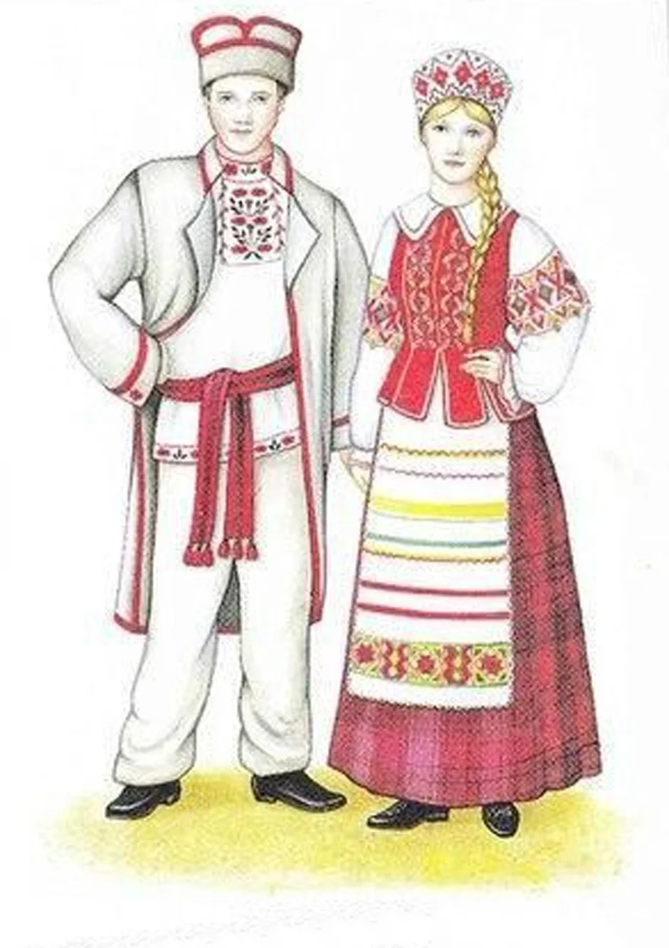 Белорус и белоруска в национальных костюмах