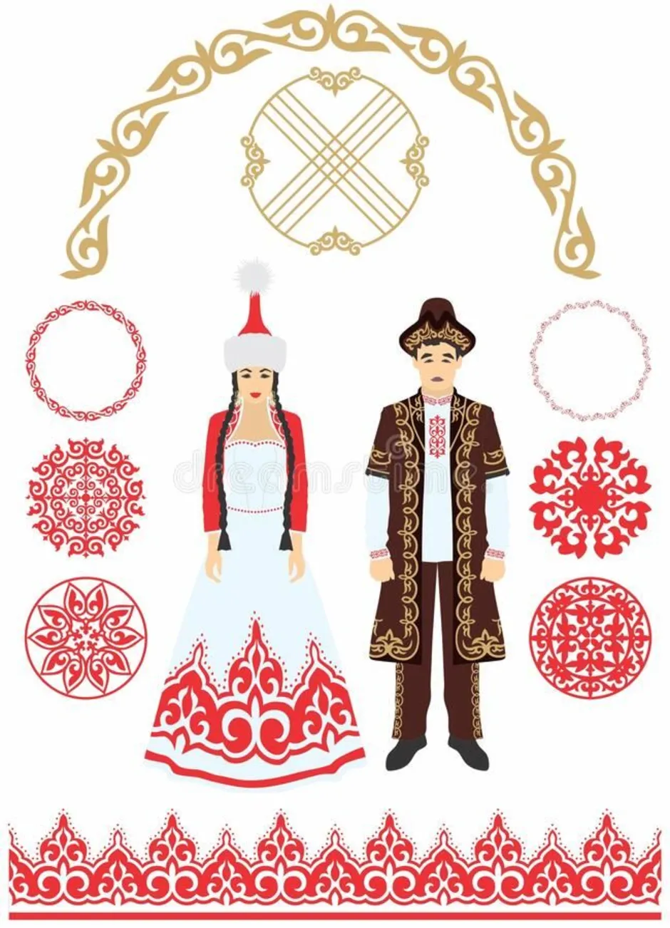 Национальный костюм Казахстана вектор