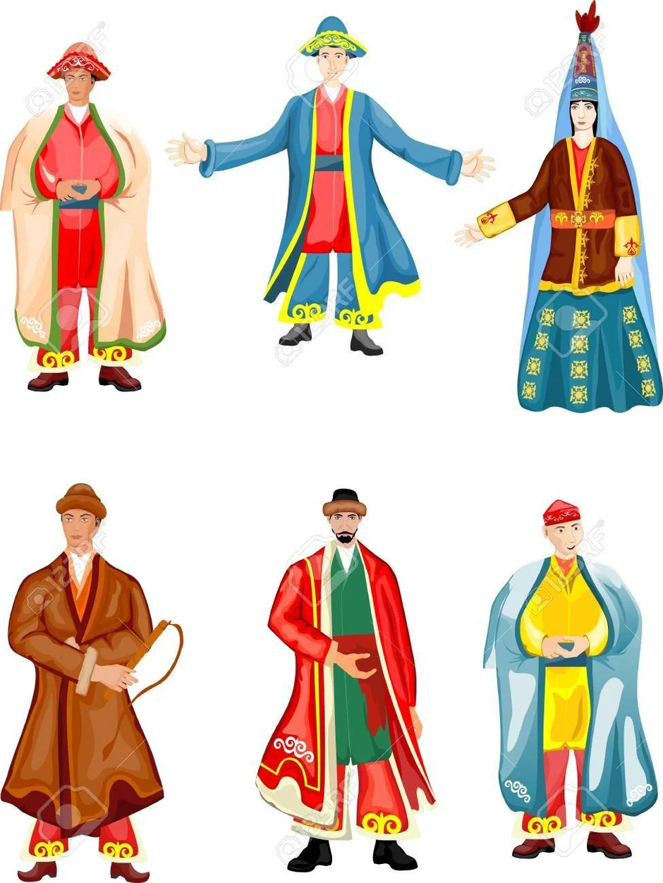 Казахский национальный костюм вектор