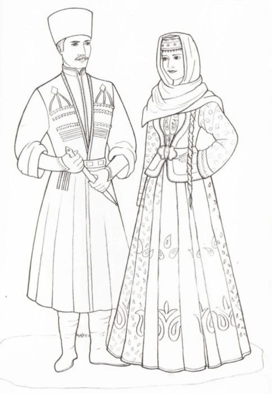 Адыгейская национальный костюм адыгов раскраска
