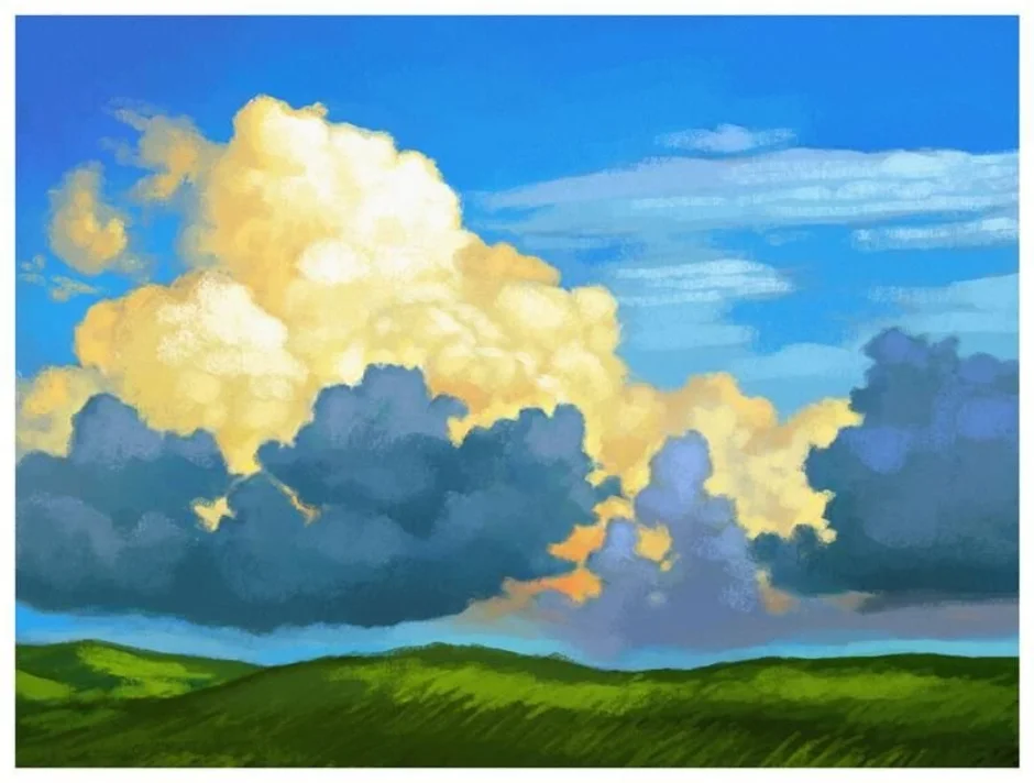 Картинки нарисованное небо. Пейзаж с облаками. Небо живопись. Нарисованное небо. Картина облака.