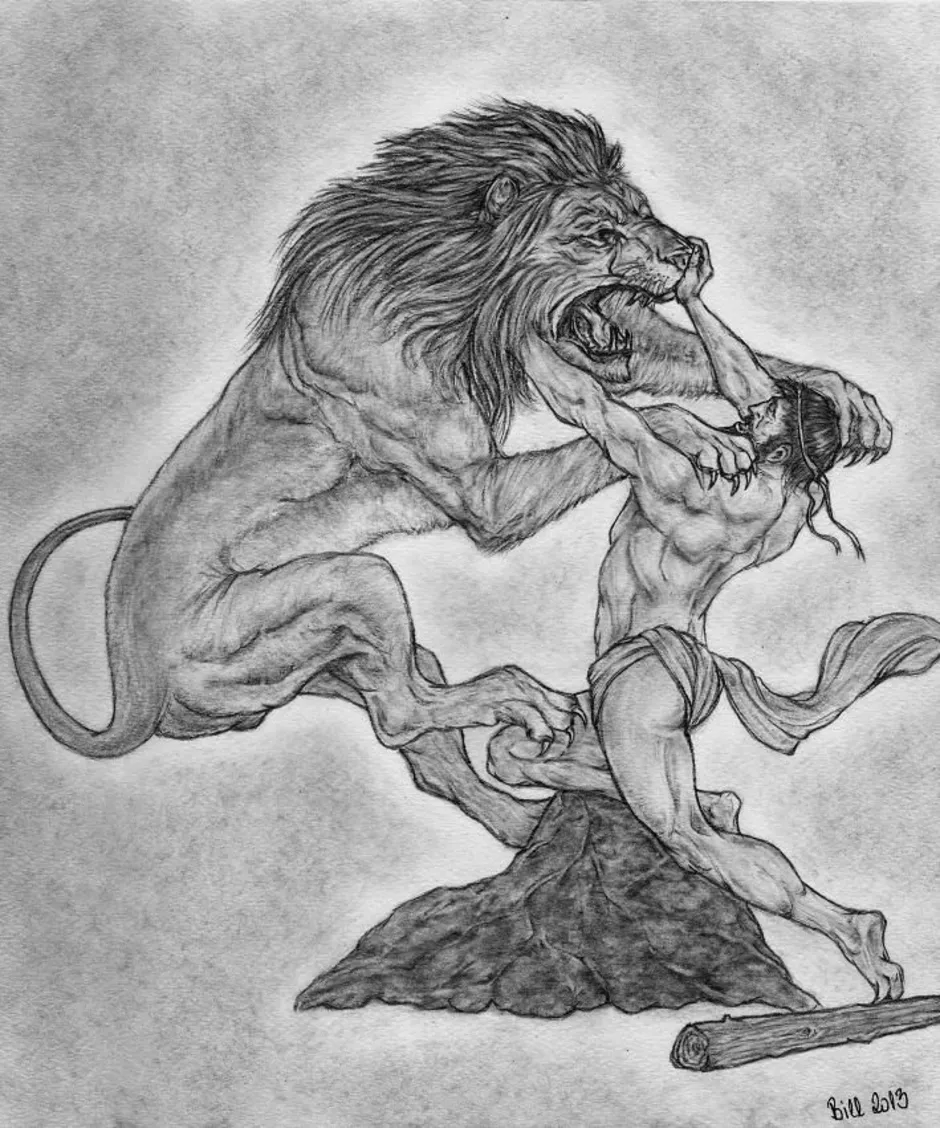 Иллюстрация немецкого Льва с Гераклом