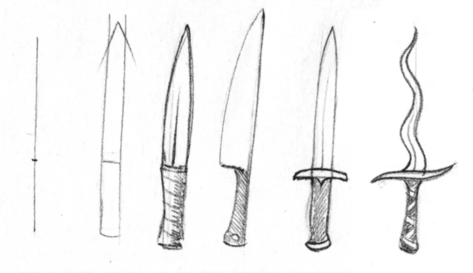 Кинжал рисунок карандашом