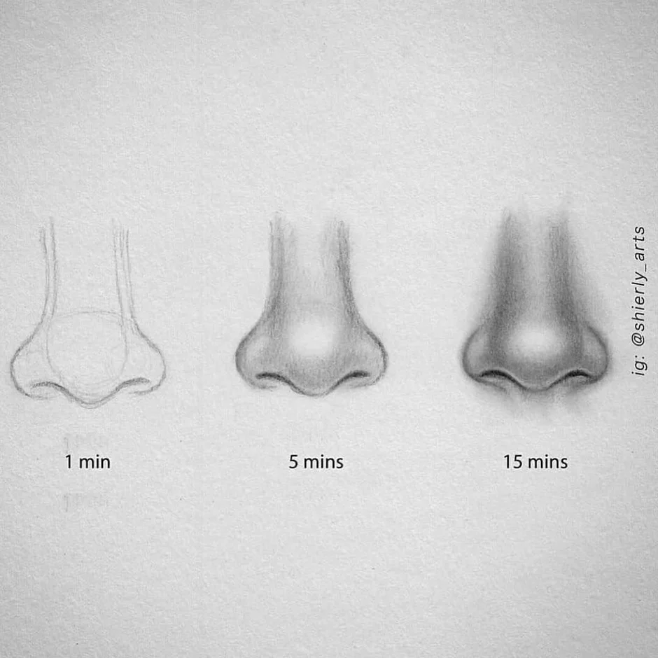 Фото как рисовать нос